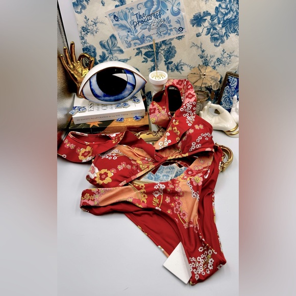 🆕 ZIMMERMANN 🧿 NWT Lola Waterfall Frill Bikini Raspberry Floral- Sz3 - US8 -10 - Picture 2 of 16